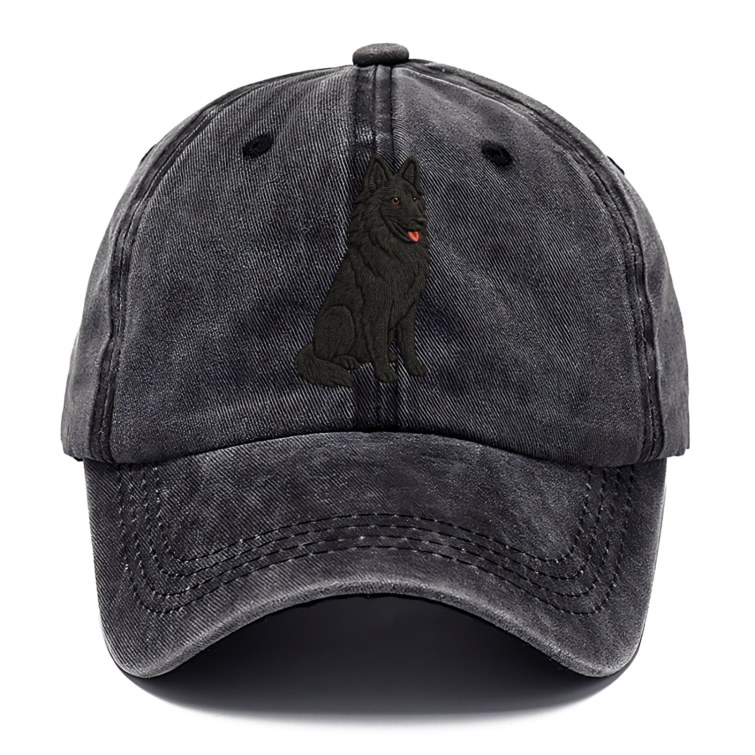 Belgian Sheepdog - Black long-haired embroidered pose - Classic Cap - Graphite