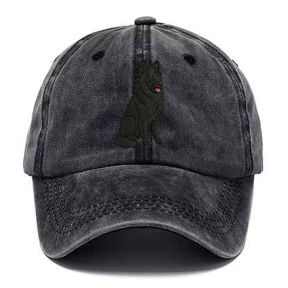 Belgian Sheepdog - Black long-haired embroidered pose - Classic Cap - Graphite