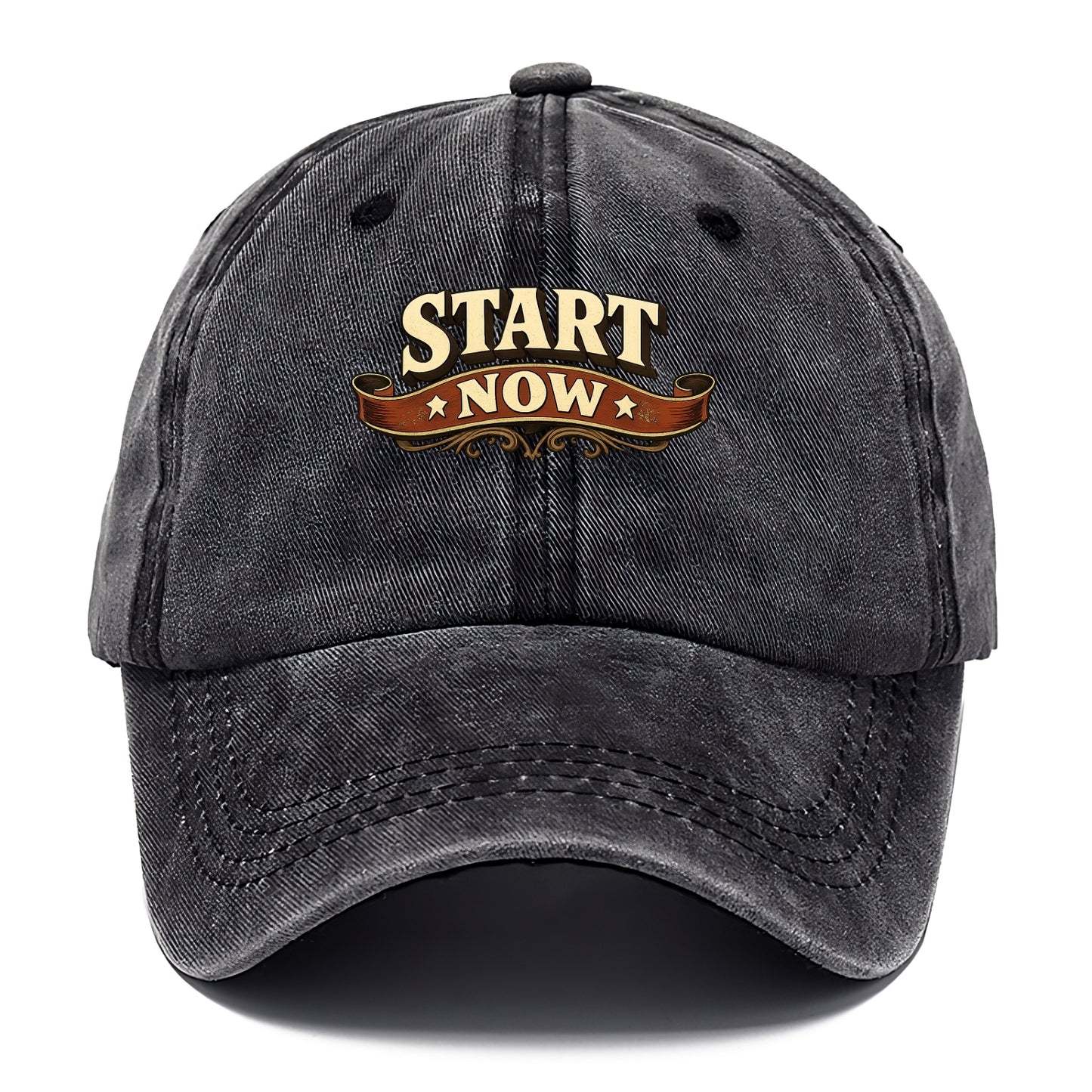 Bold typography design - "START NOW" - begin immediately, no delay - Classic Cap - Graphite