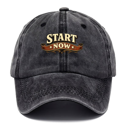 Bold typography design - "START NOW" - begin immediately, no delay - Classic Cap - Graphite