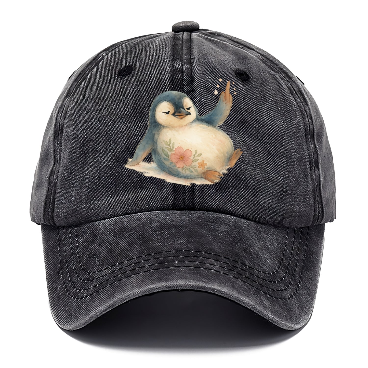 chubby penguin sliding on belly, one flipper up giving attitude - Classic Cap - Graphite