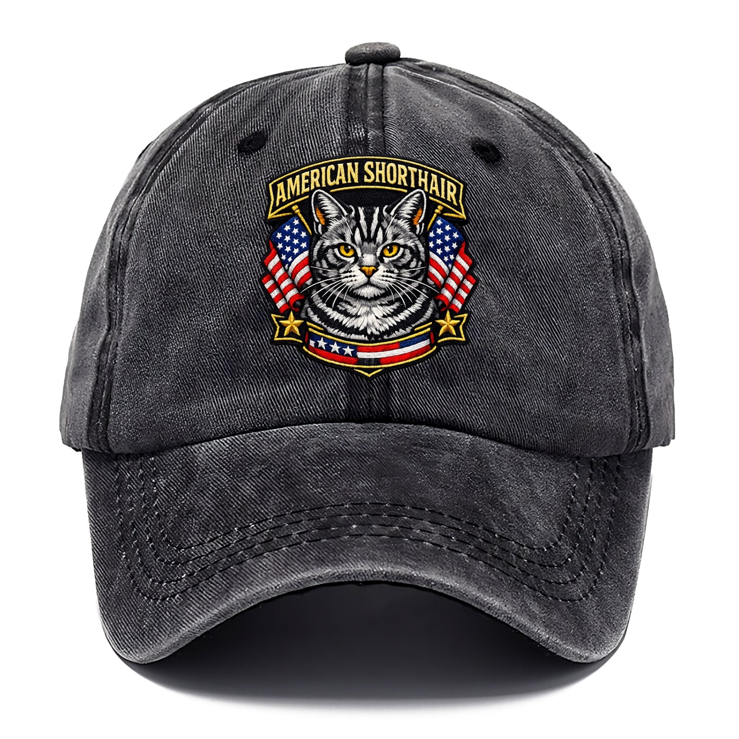 AMERICAN SHORTHAIR - classic american cat in silver tabby , all-American cat - Classic Cap - Graphite