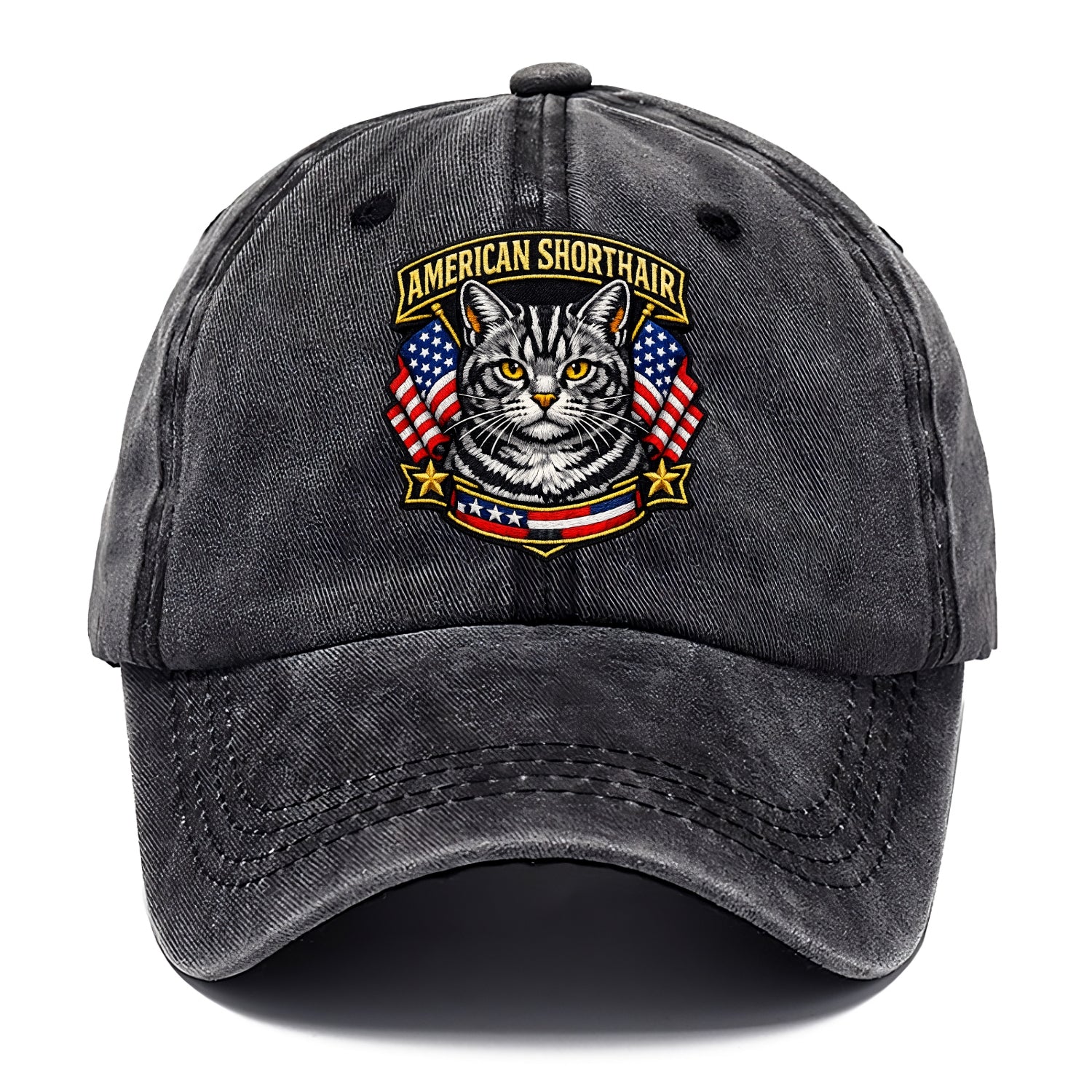 AMERICAN SHORTHAIR - classic american cat in silver tabby , all-American cat - Classic Cap - Graphite