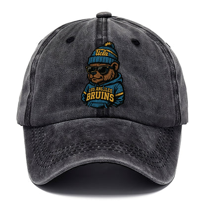 Los Angeles Bruin wearing UCLA beanie with script patch - Classic Cap - Graphite