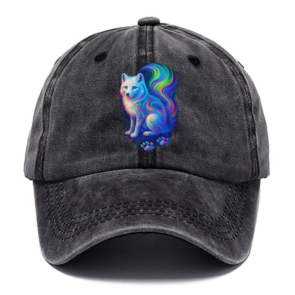 Graceful arctic fox with tail streaming aurora colors, white fur with prismatic - Classic Cap - Graphite