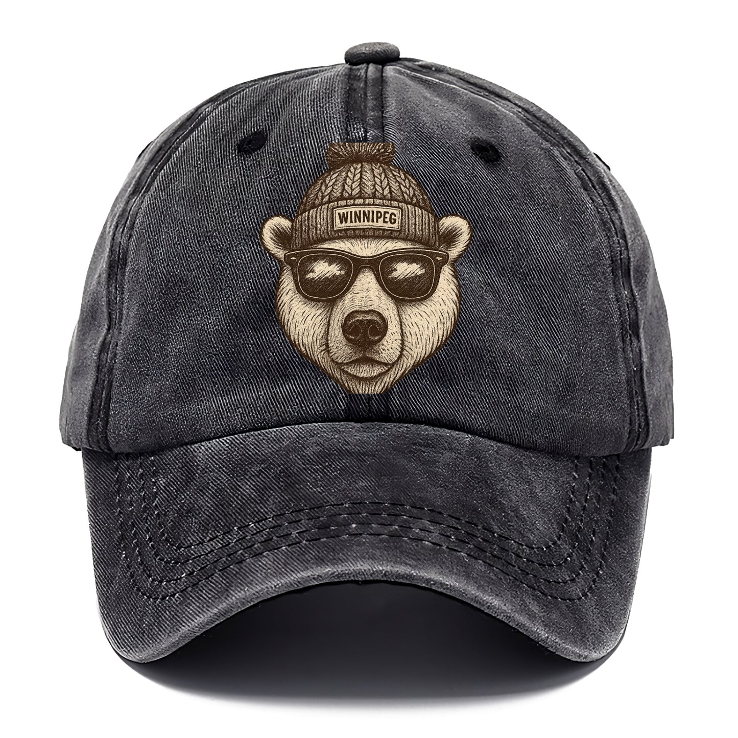 Winnipeg Polar Bear wearing Winnipeg beanie with pom pom and wayfarer sunglasses - Classic Cap - Graphite
