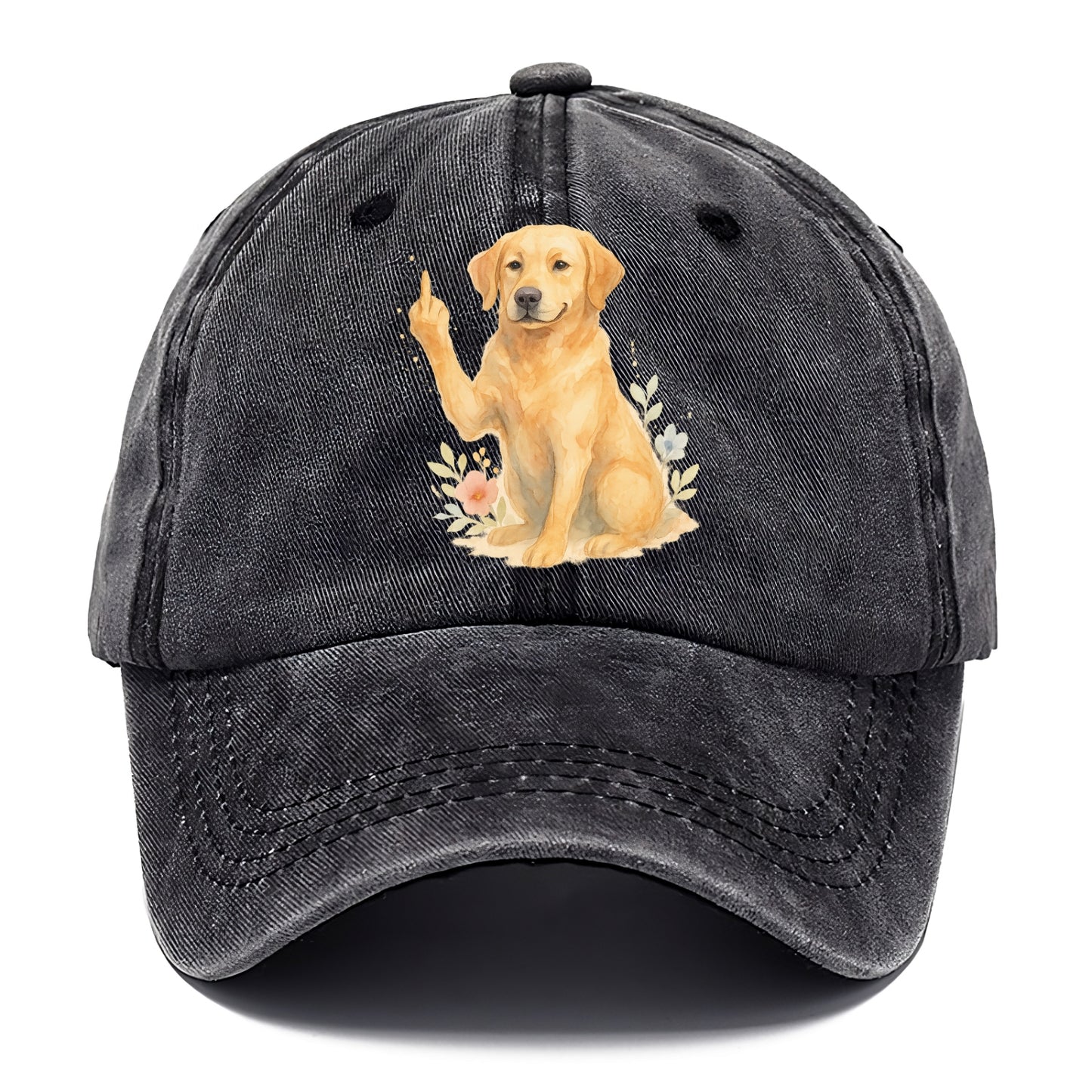 Labrador Retriever yellow sitting pretty, friendly face, strong paw up with sass - Classic Cap - Graphite