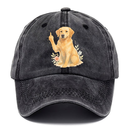 Labrador Retriever yellow sitting pretty, friendly face, strong paw up with sass - Classic Cap - Graphite