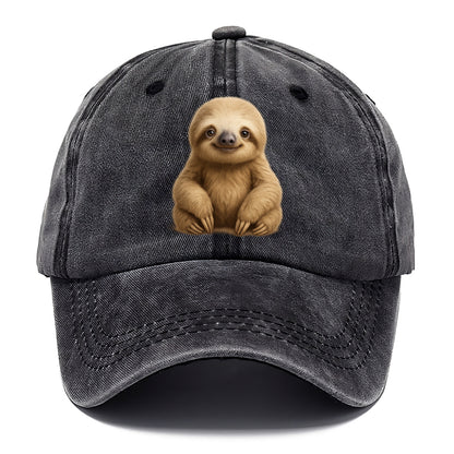 Baby Sloth - tan fur, long arms, peaceful smile, gentle eyes, front-facing, zen - Classic Cap - Graphite