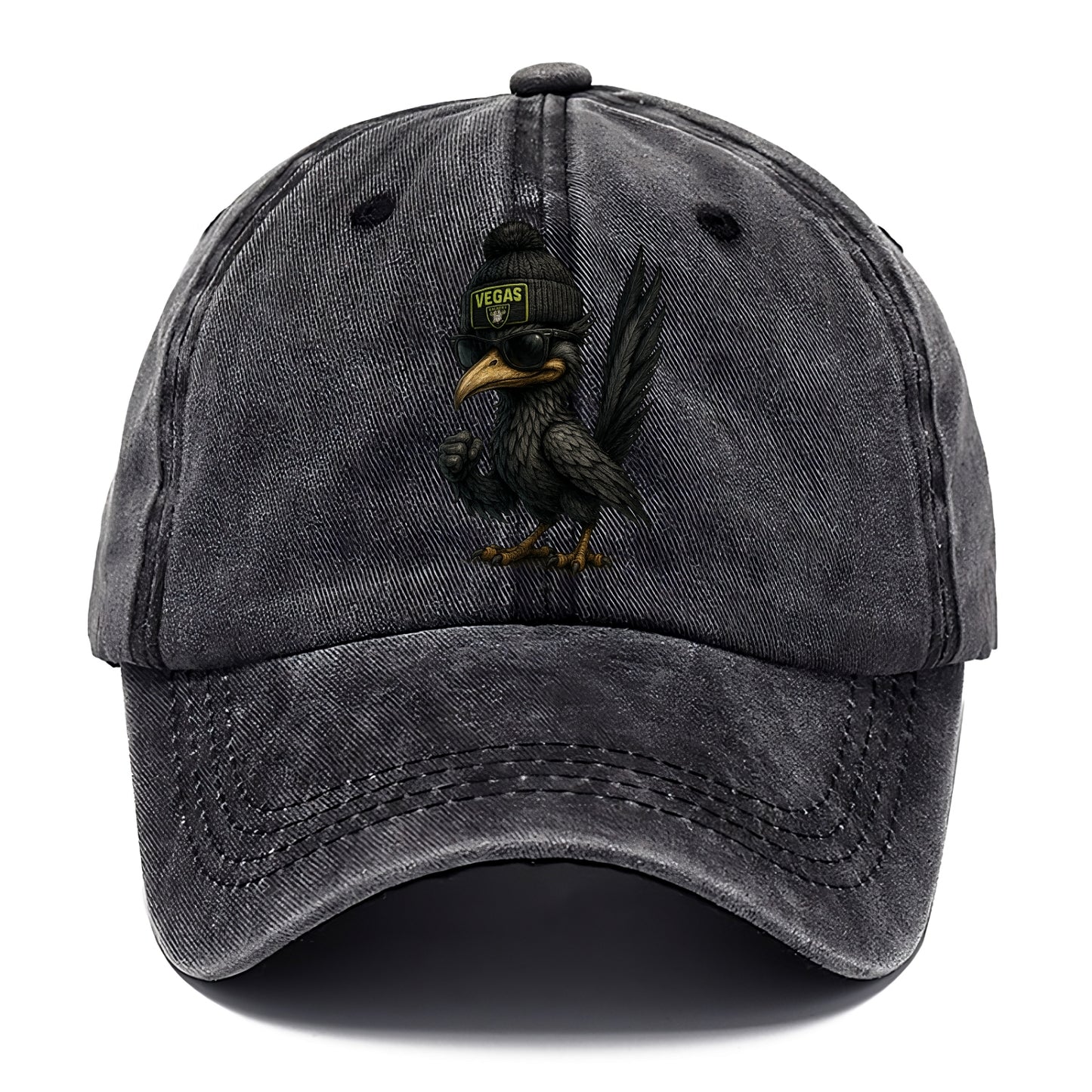 Vegas Roadrunner wearing Raiders beanie with neon patch and wayfarer sunglasses - Classic Cap - Graphite