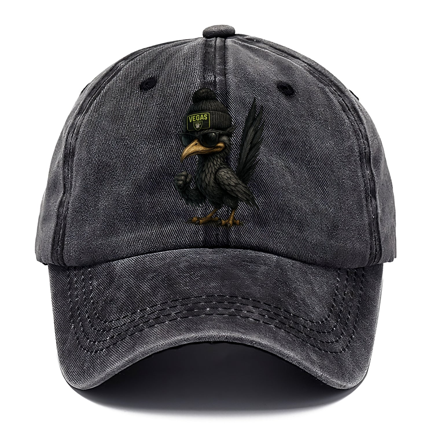 Vegas Roadrunner wearing Raiders beanie with neon patch and wayfarer sunglasses - Classic Cap - Graphite