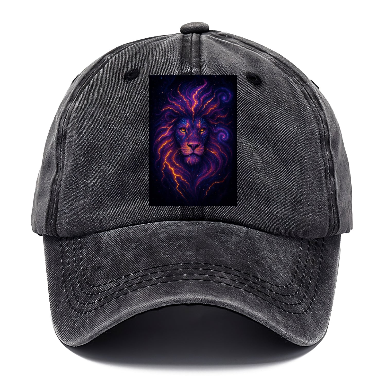 Regal lion with mane made of electric currents, neon yellow and hot pink energy - Classic Cap - Graphite