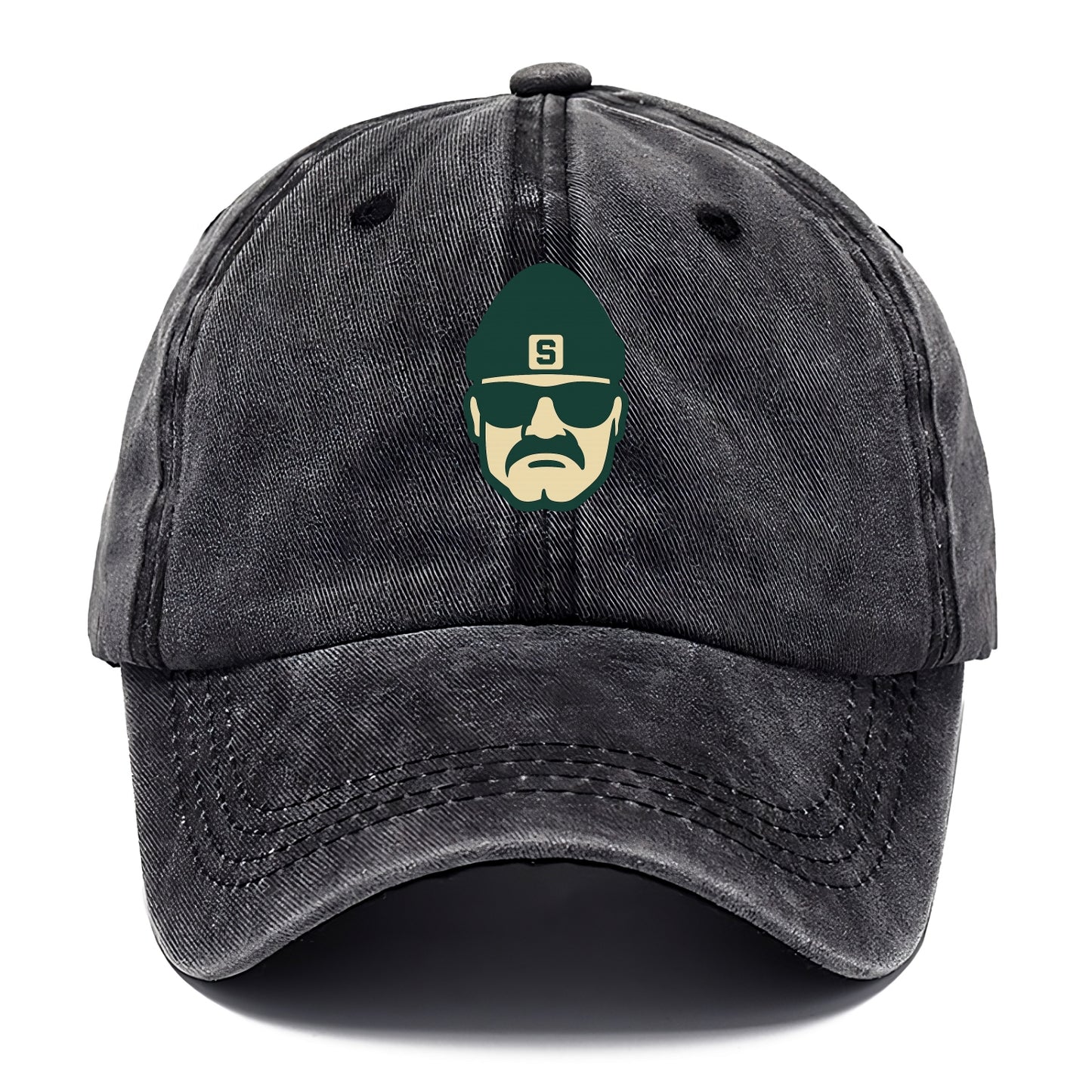 East Lansing Spartan wearing Michigan State beanie with S patch - Classic Cap - Graphite