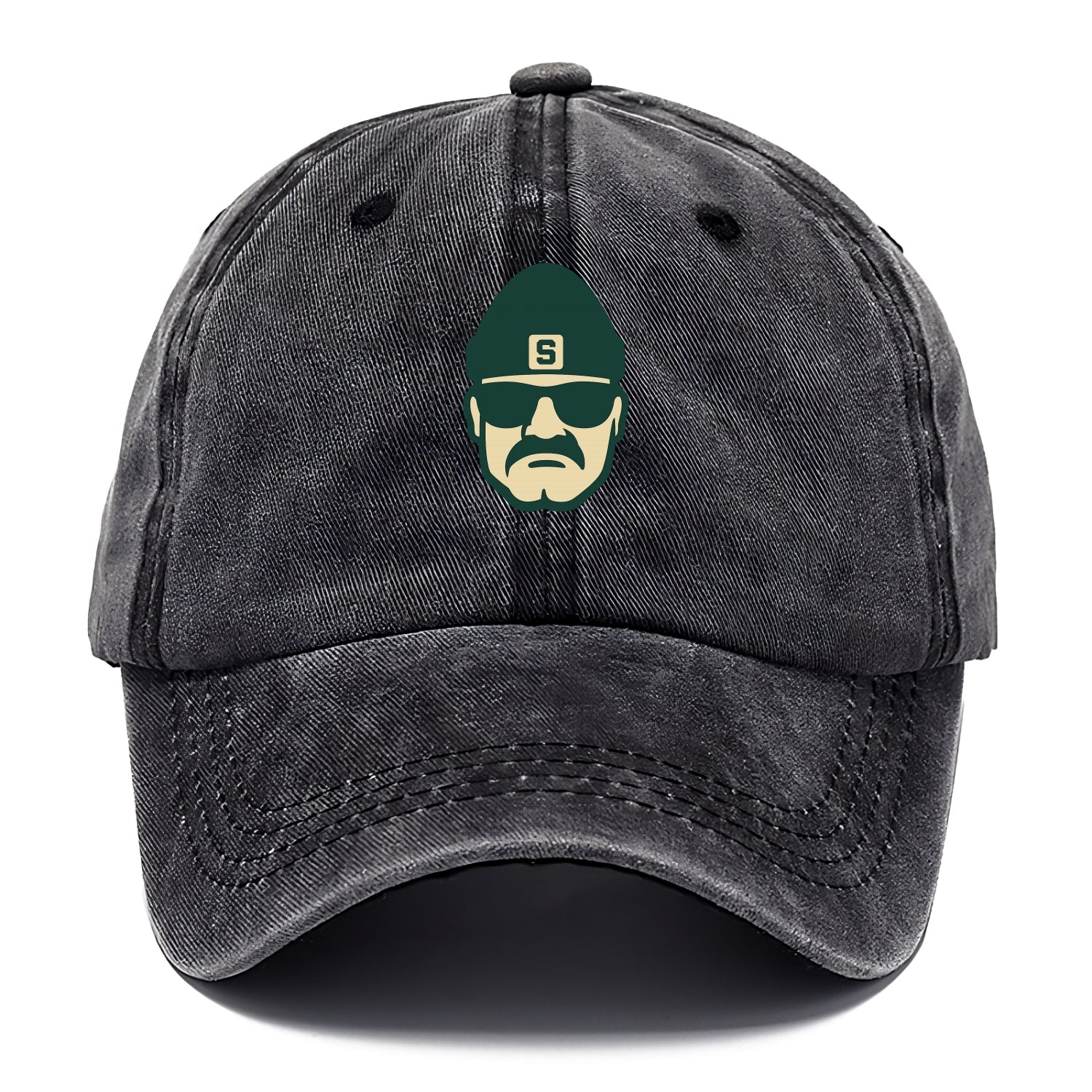East Lansing Spartan wearing Michigan State beanie with S patch - Classic Cap - Graphite