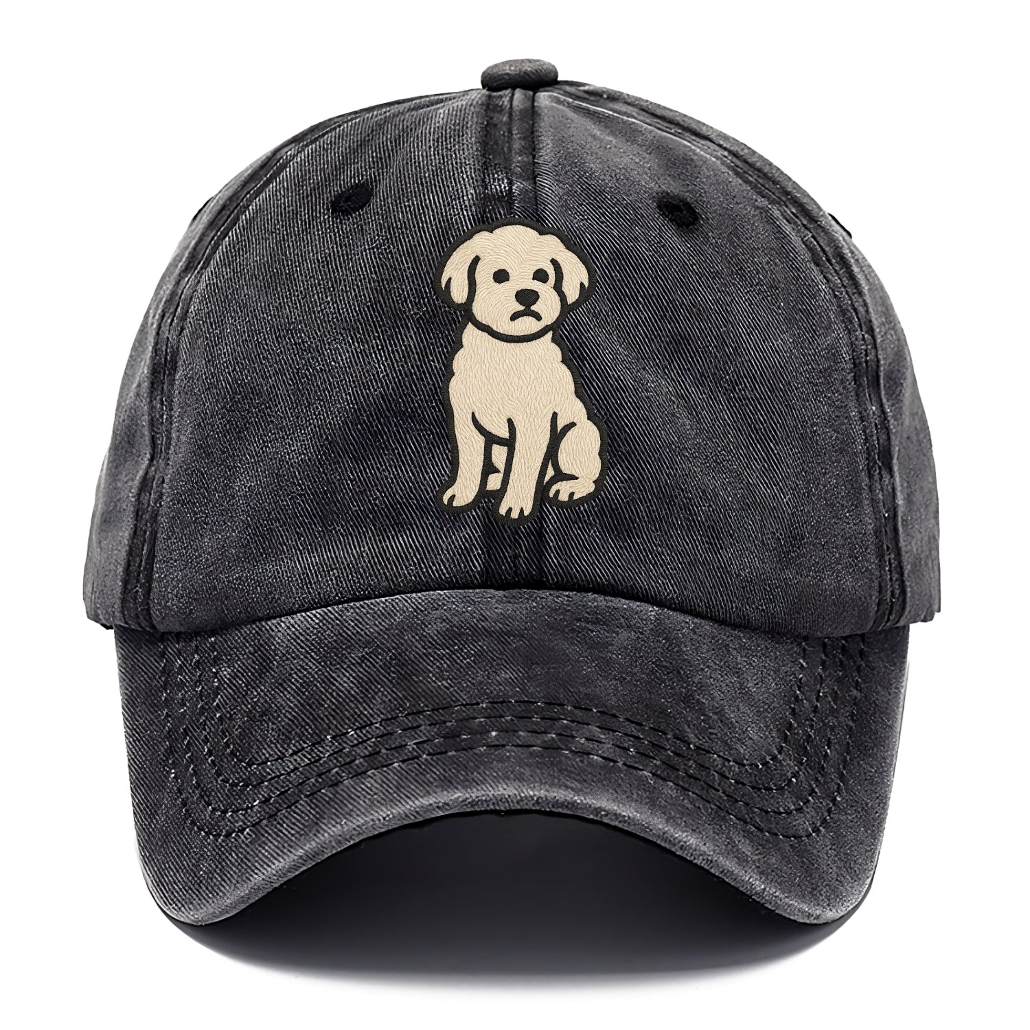Maltipoo - White curly sitting pose - Classic Cap - Graphite