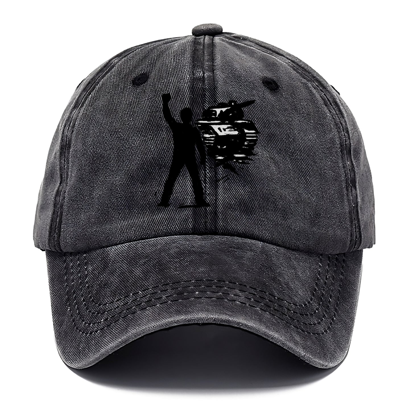 Single figure standing against tank - courage and resistance ink art - Classic Cap - Graphite