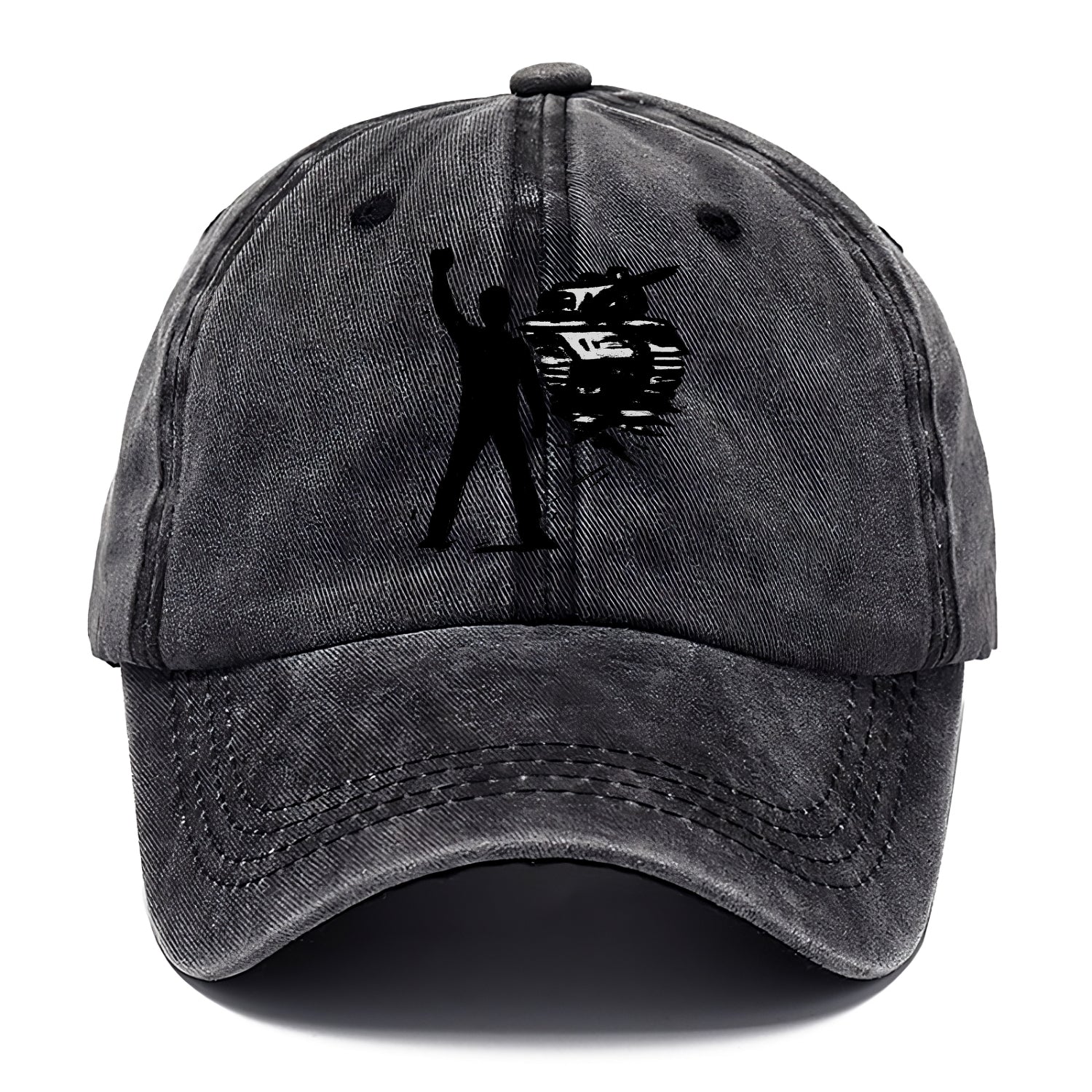 Single figure standing against tank - courage and resistance ink art - Classic Cap - Graphite