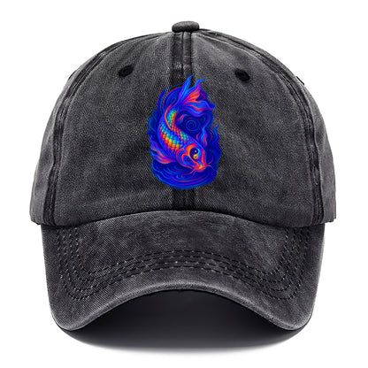 Sacred koi with scales reflecting rainbow prisms, yin-yang patterns in cosmic colors, - Classic Cap - Graphite