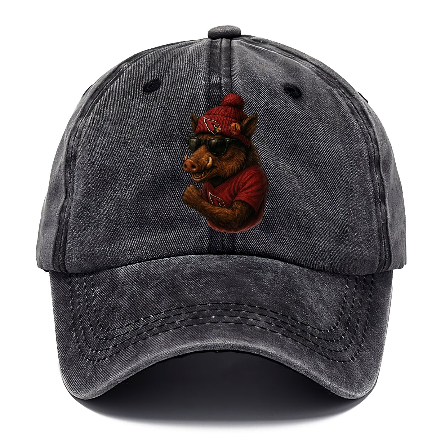 Arizona Javelina wearing Cardinals beanie with desert patch and wayfarer sunglasses - Classic Cap - Graphite