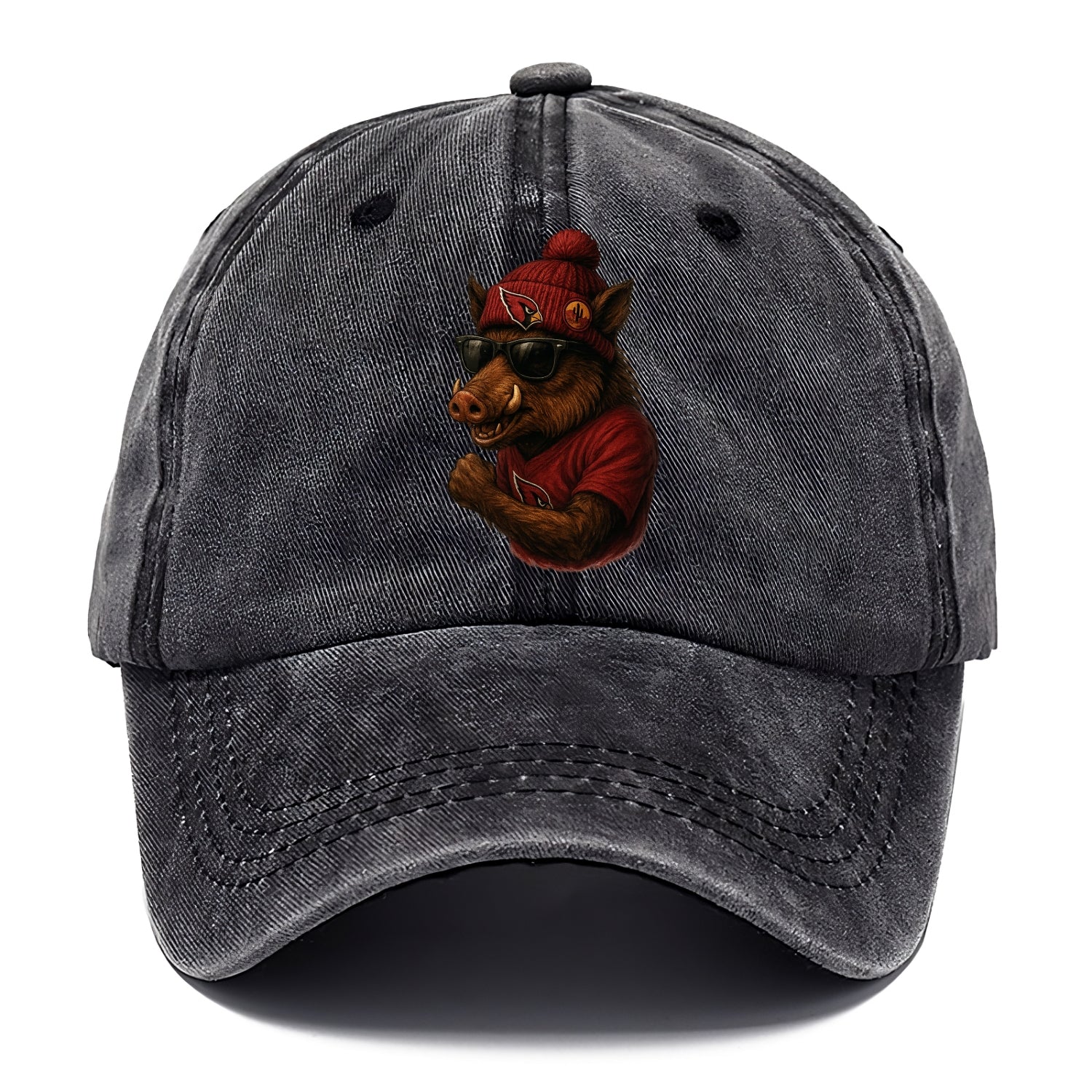 Arizona Javelina wearing Cardinals beanie with desert patch and wayfarer sunglasses - Classic Cap - Graphite