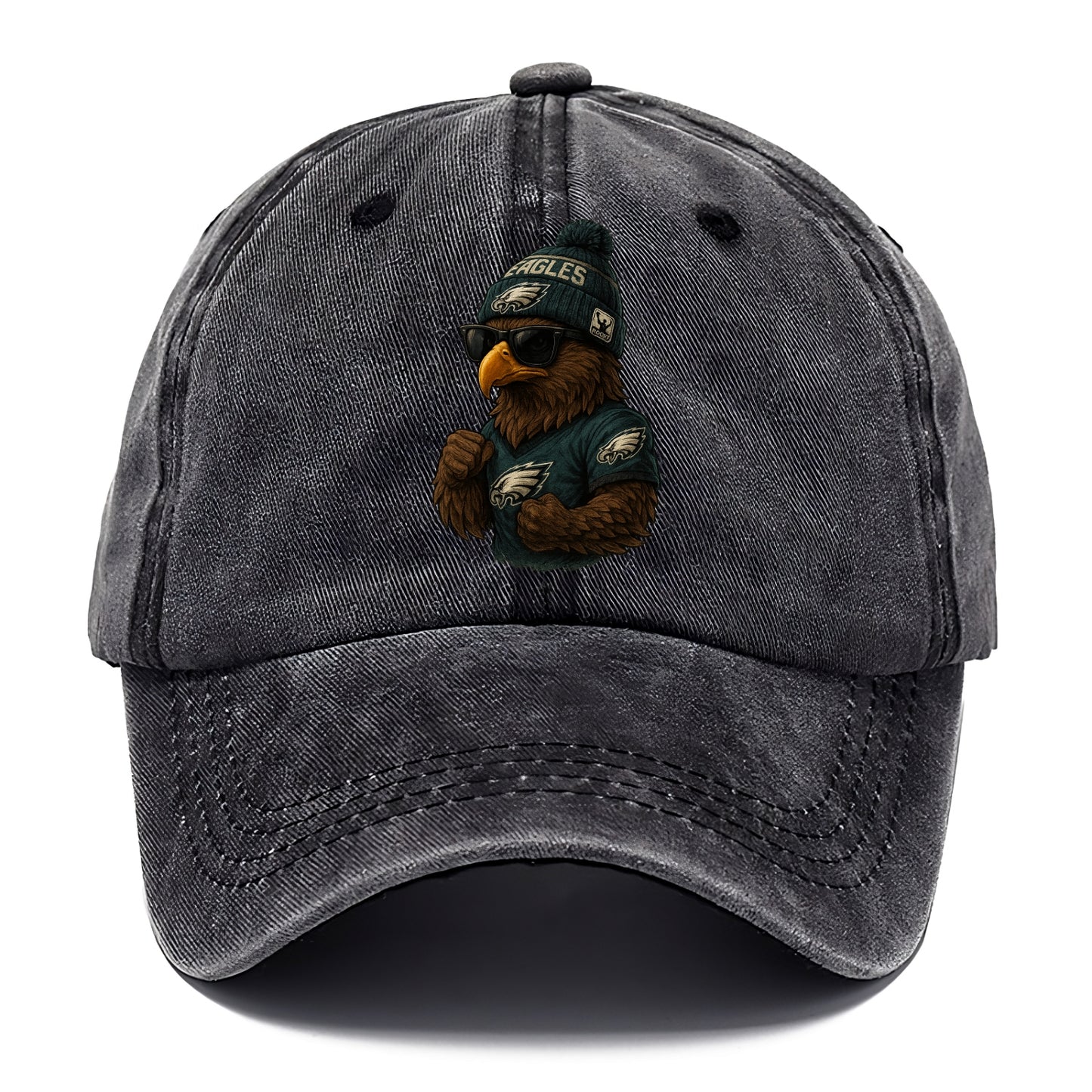 Philly Hawk wearing Eagles beanie with Rocky patch and wayfarer sunglasses - Classic Cap - Graphite