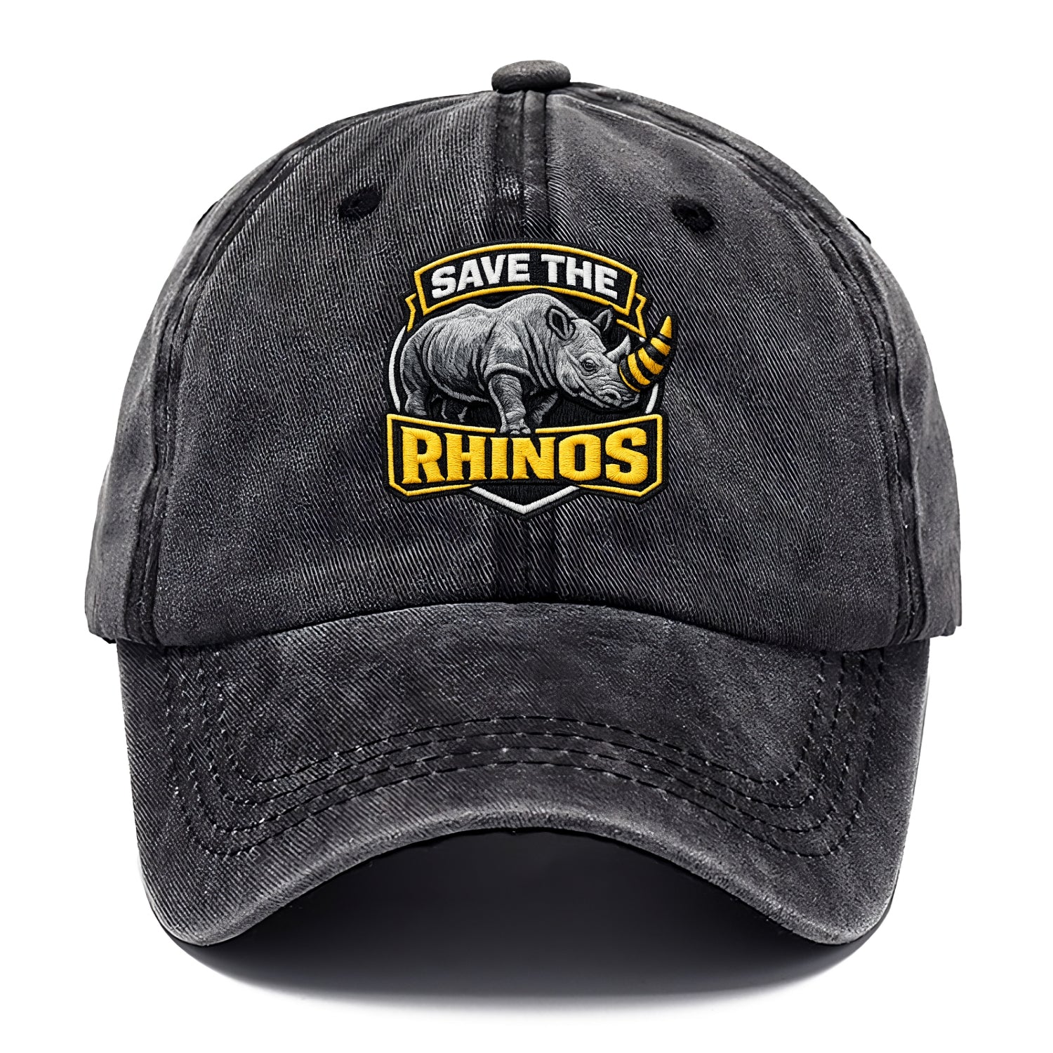 SAVE THE RHINOS - rhino silhouette in gray , horn protection - Classic Cap - Graphite