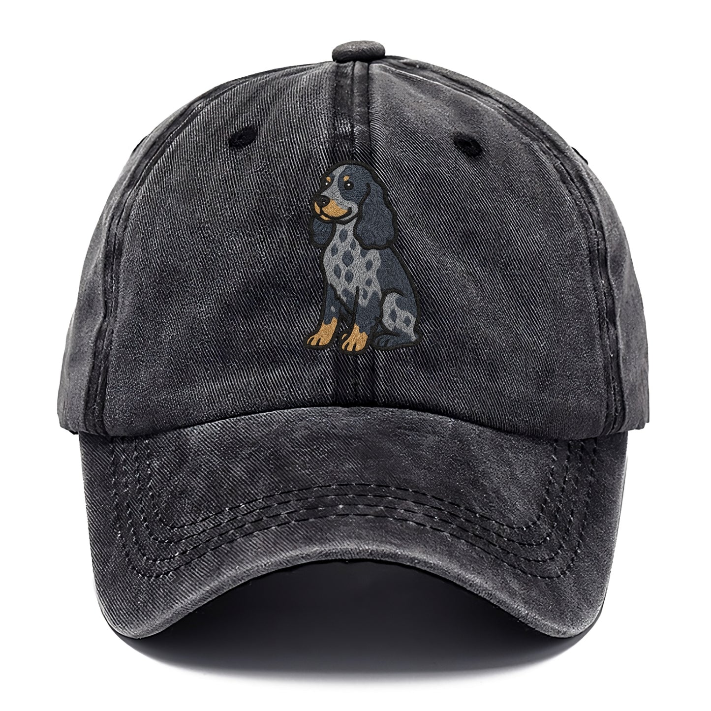 English Cocker Spaniel - Blue roan embroidered sitting pose - Classic Cap - Graphite