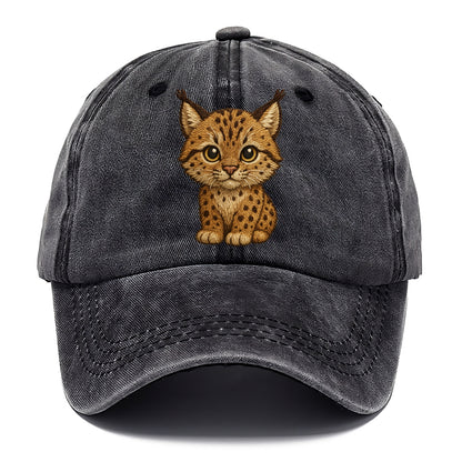 Baby Lynx Cub - tufted ears, spotted fur, golden eyes, front-facing, wild baby - Classic Cap - Graphite