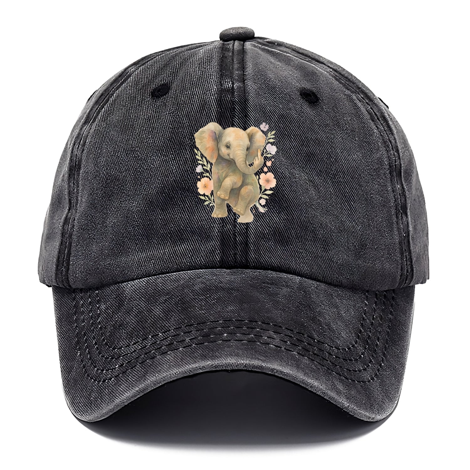 baby elephant with trunk up, one foot raised with middle toe extended - Classic Cap - Graphite