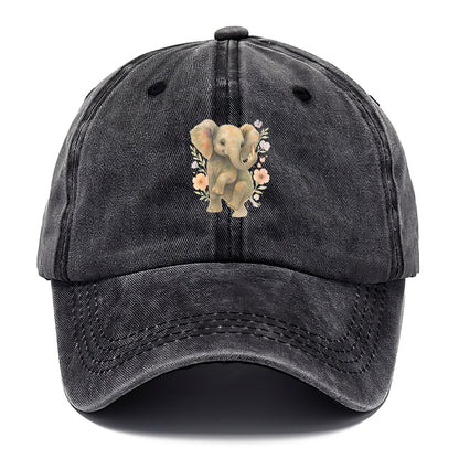baby elephant with trunk up, one foot raised with middle toe extended - Classic Cap - Graphite