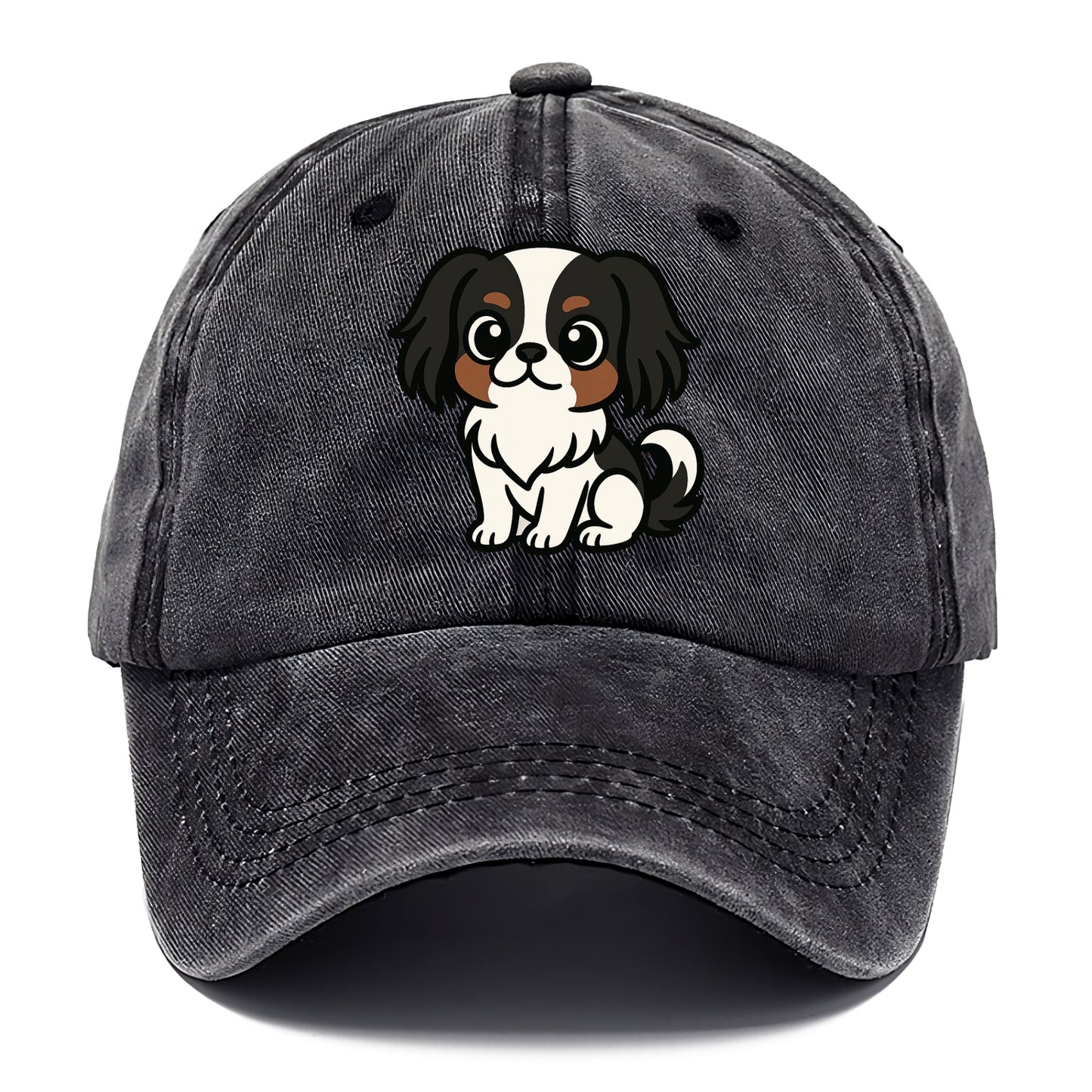 Japanese Chin - Black and white sitting pose - Classic Cap - Graphite