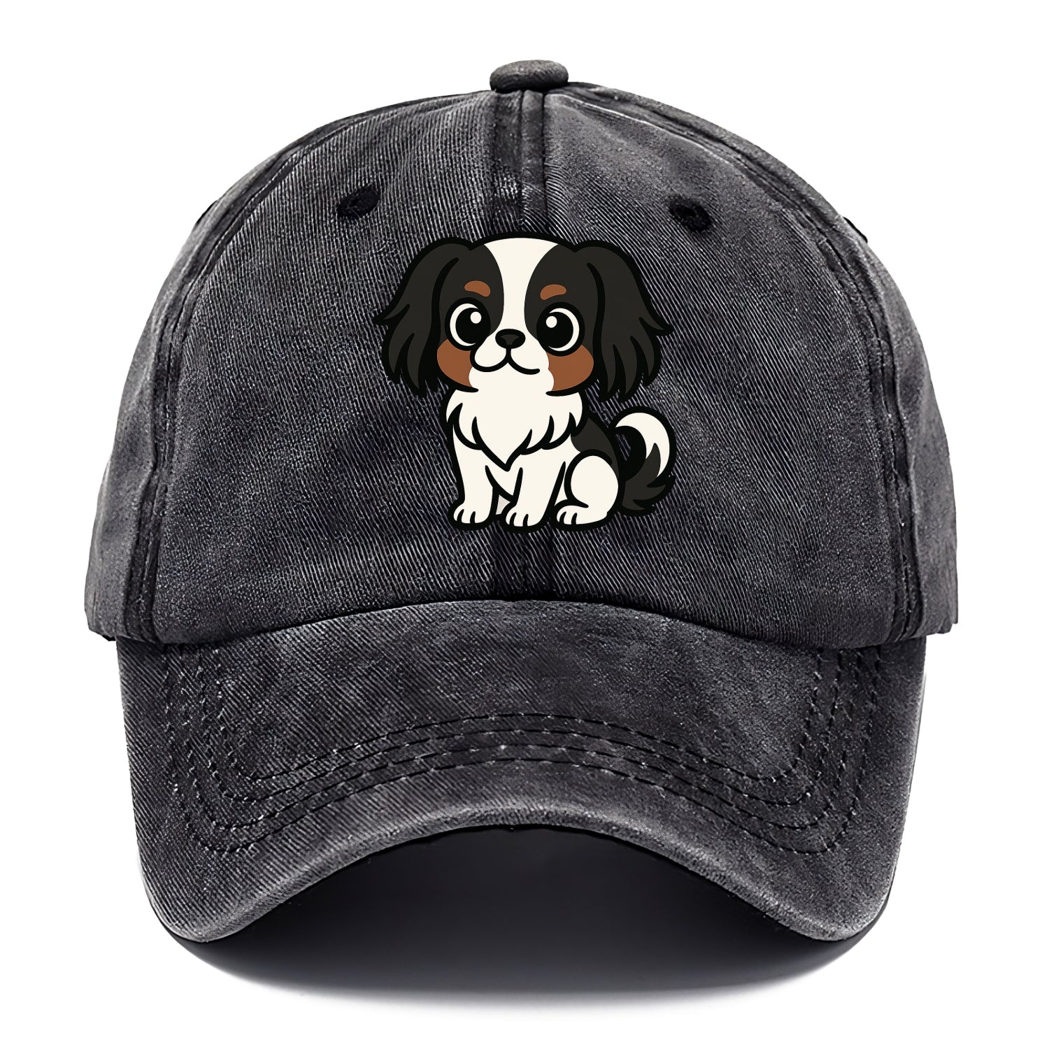 Japanese Chin - Black and white sitting pose - Classic Cap - Graphite
