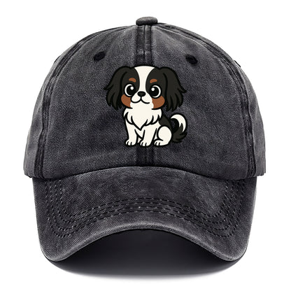 Japanese Chin - Black and white sitting pose - Classic Cap - Graphite