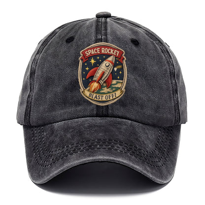 RETRO ROCKET - 1950s space rocket in silver and red , atomic age - Classic Cap - Graphite