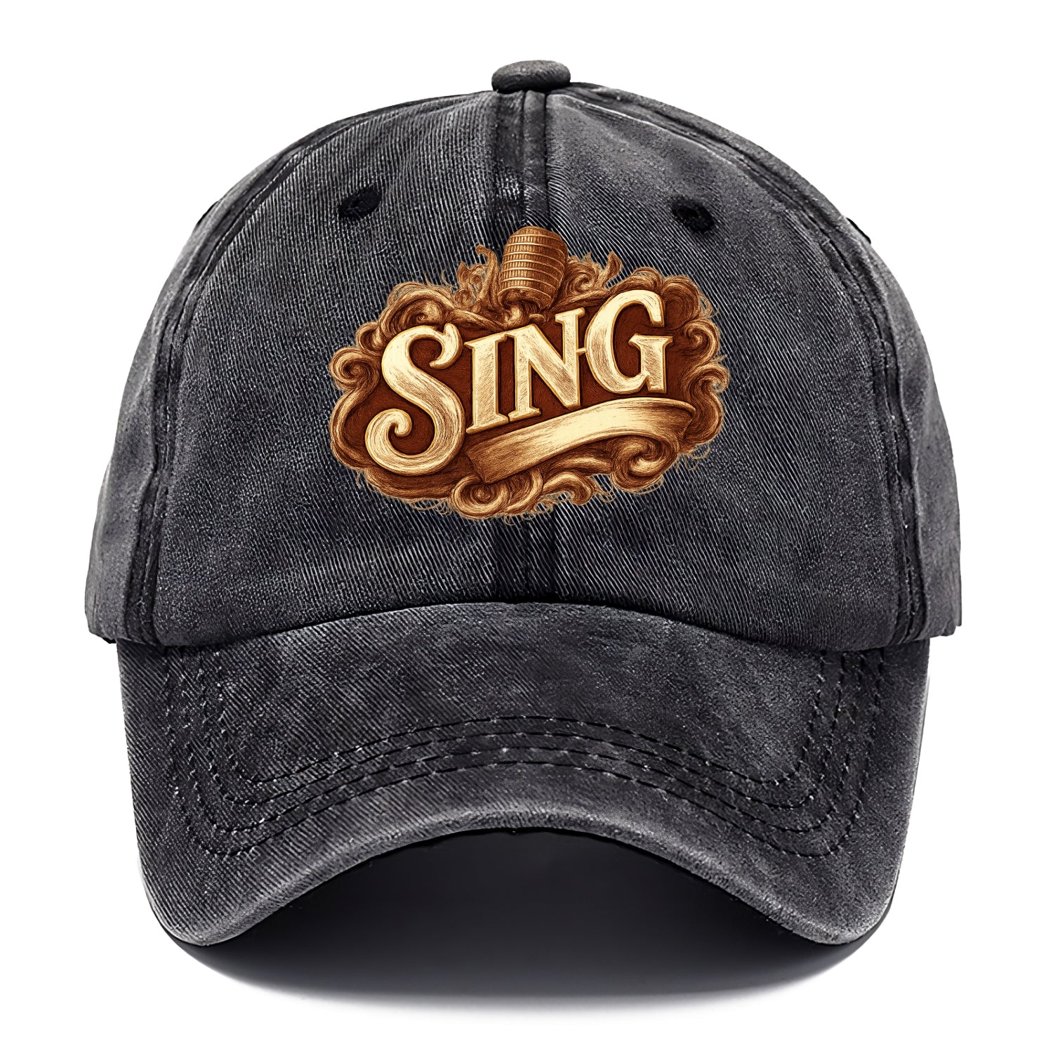 Bold typography design - "SING" - vocal expression, musical soul - Classic Cap - Graphite