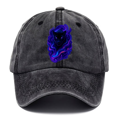 Sleek black panther emerging from swirls of deep purple and electric blue, - Classic Cap - Graphite