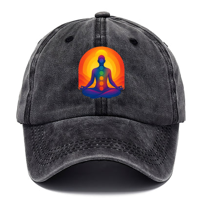 Sunset Meditation - Figure in lotus pose Classic Cap - Graphite