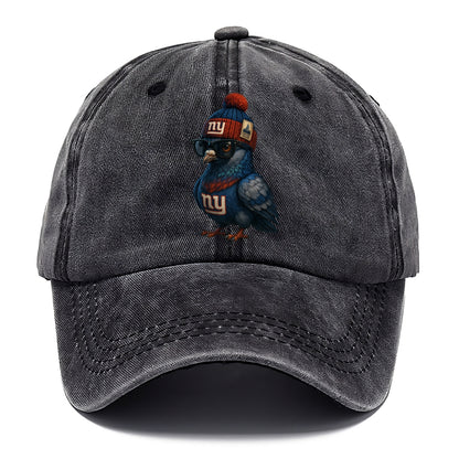 Manhattan Pigeon wearing Giants beanie with Empire State patch and wayfarer sunglasses - Classic Cap - Graphite