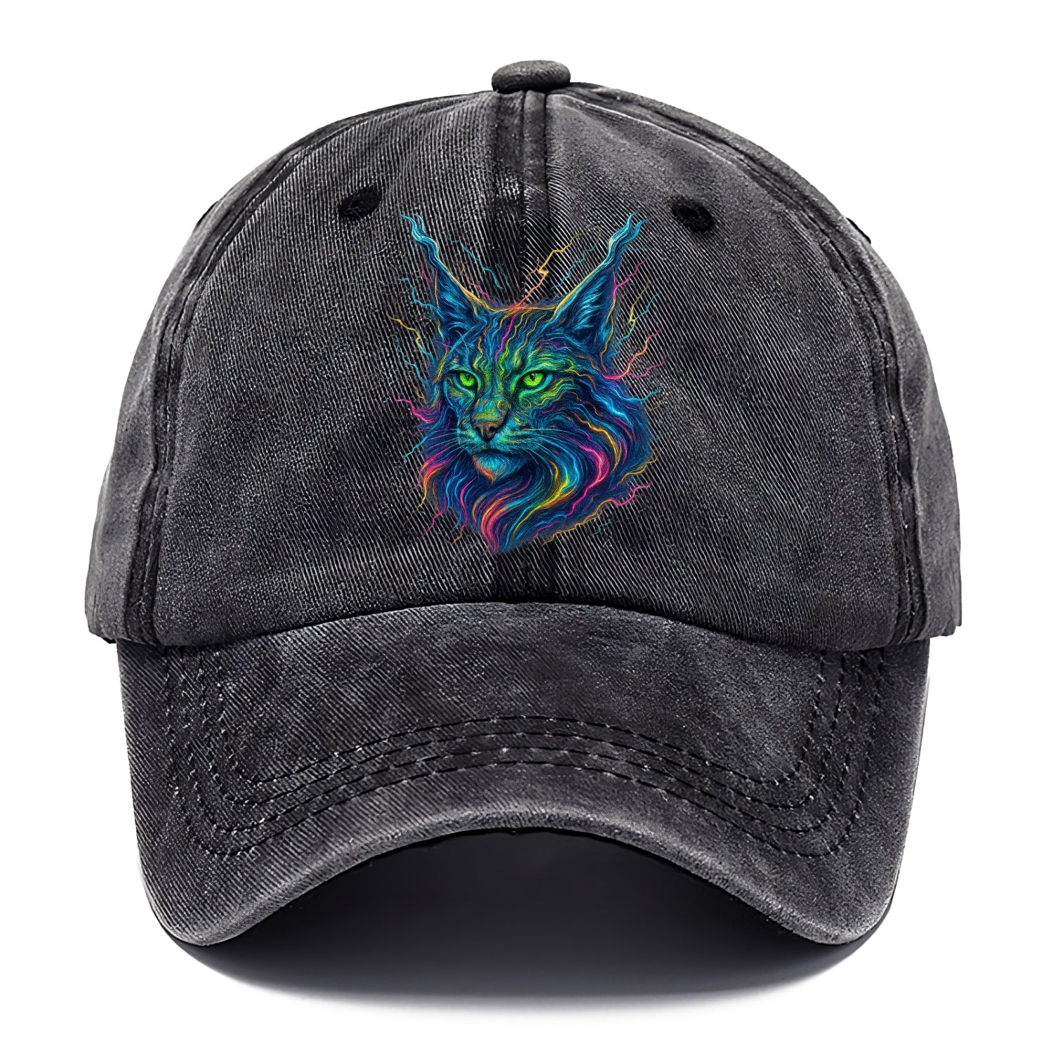 Wild lynx with ear tufts transforming into liquid mercury flows, silver and gold - Classic Cap - Graphite