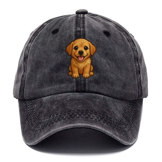 Baby Golden Retriever Puppy - fluffy golden fur, big brown eyes, pink tongue, floppy - Classic Cap - Graphite