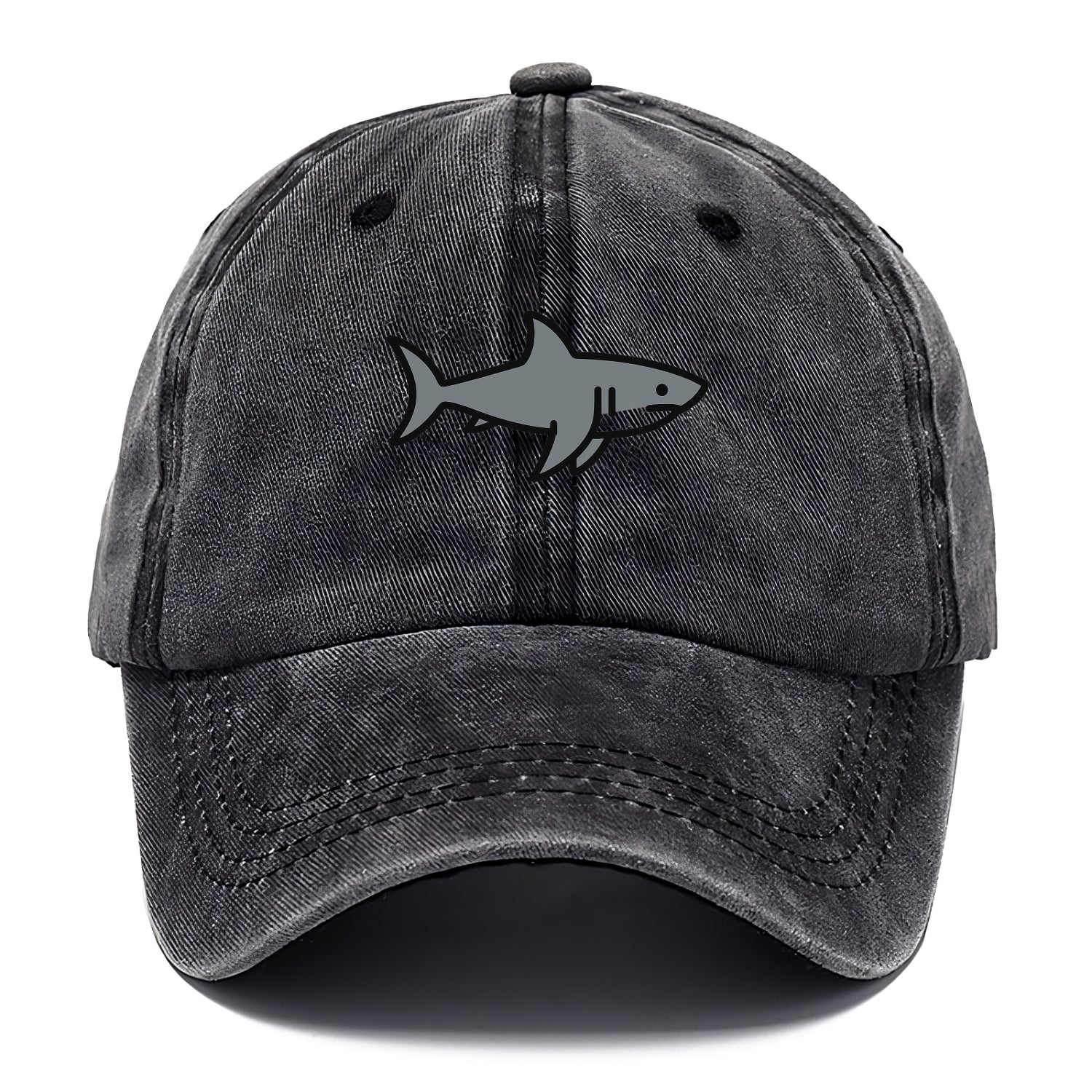 Great White Shark - Gray predator flat side profile - Classic Cap - Graphite