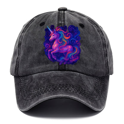Magical unicorn with flowing rainbow gradient mane, iridescent horn with spiral light - Classic Cap - Graphite