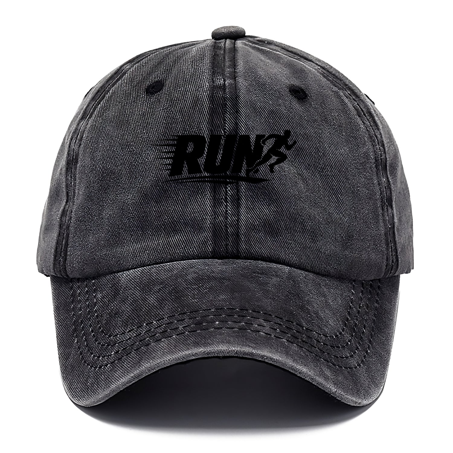 Bold typography design - "RUN" - cardio life, runner identity - Classic Cap - Graphite