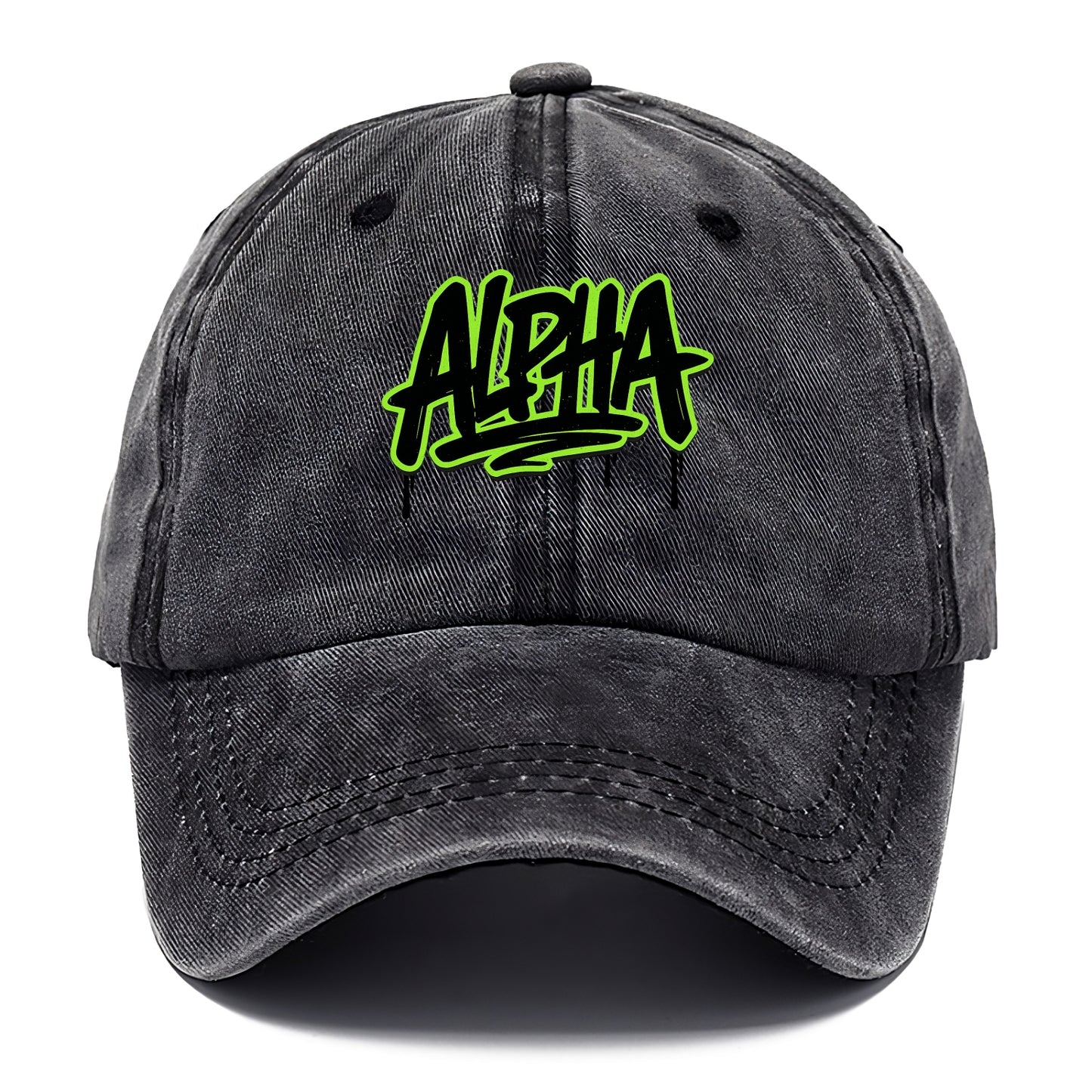 Bold typography design - "ALPHA" - leader of the pack - Classic Cap - Graphite