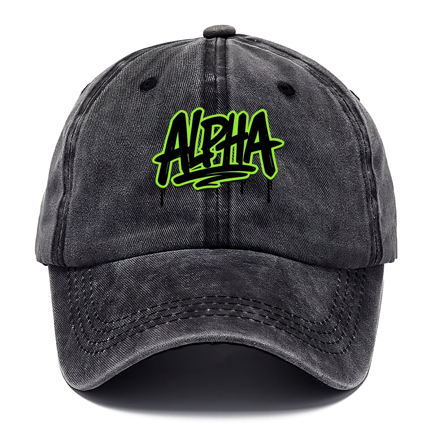 Bold typography design - "ALPHA" - leader of the pack - Classic Cap - Graphite