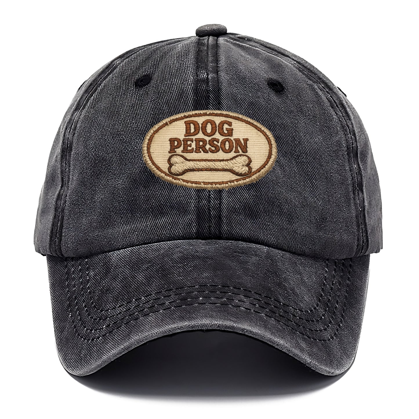 DOG PERSON - simple text with bone in brown , team dog - Classic Cap - Graphite