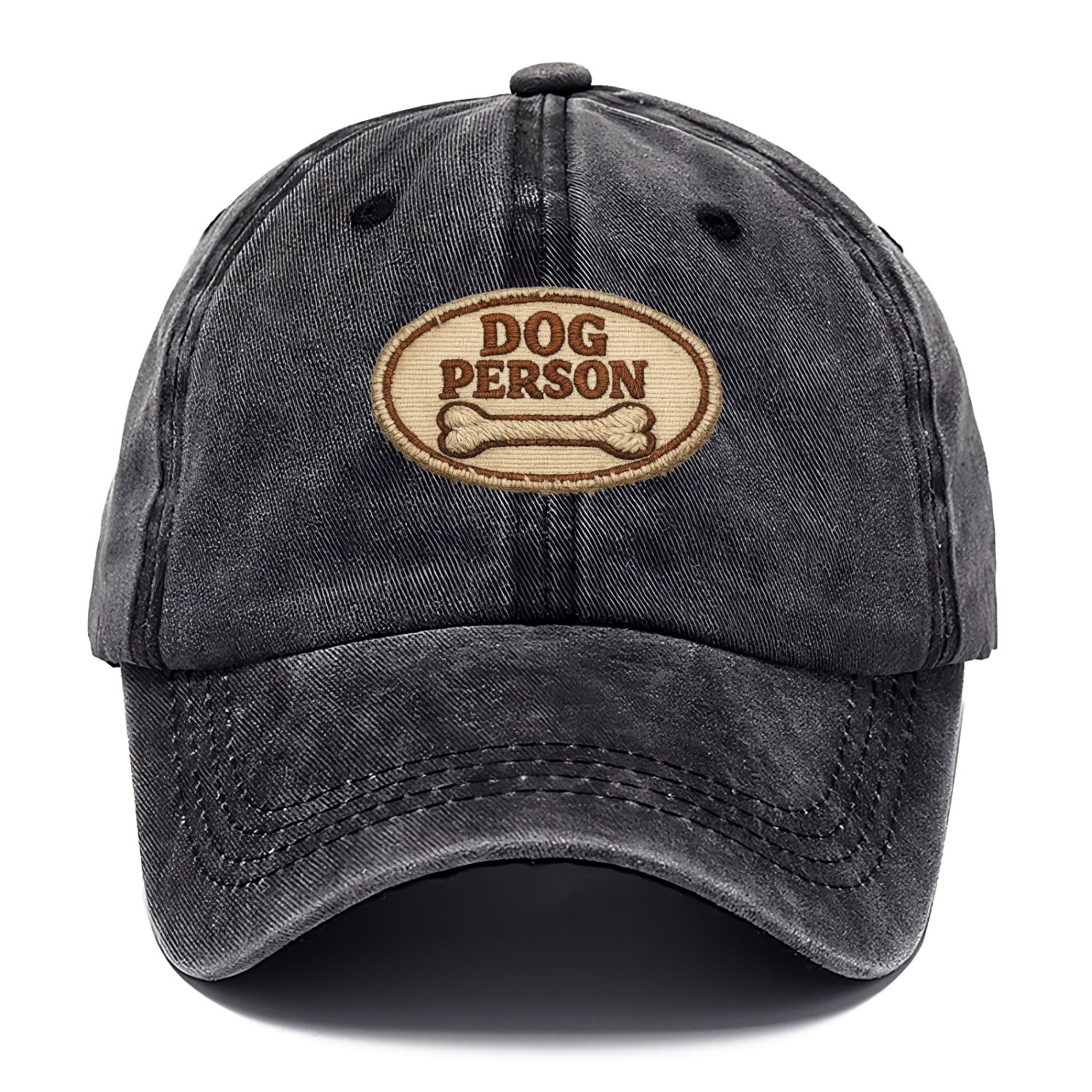 DOG PERSON - simple text with bone in brown , team dog - Classic Cap - Graphite