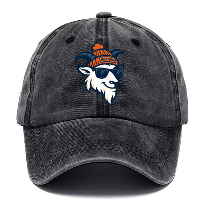 Denver Mountain Goat wearing Broncos beanie with Mile High patch and wayfarer - Classic Cap - Graphite