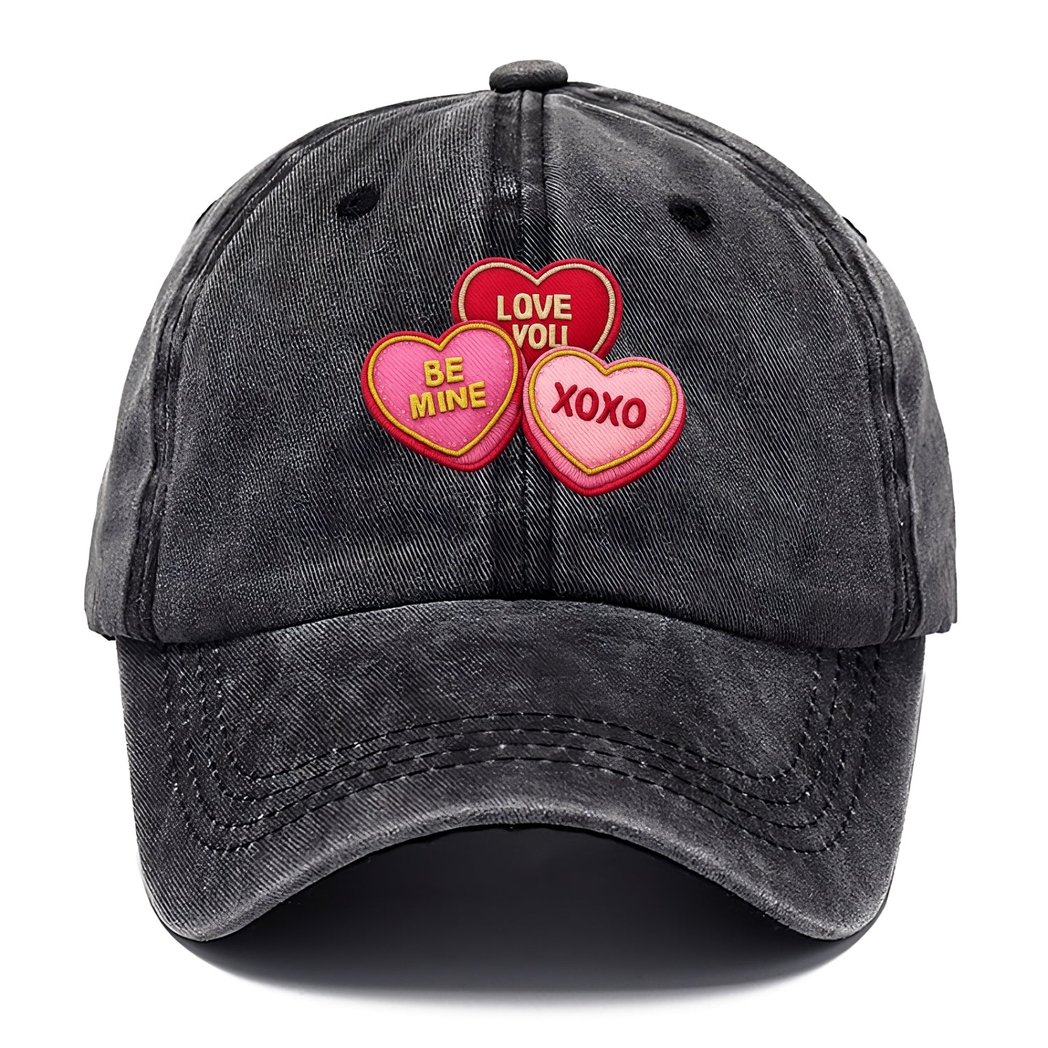 VALENTINES HEARTS - candy hearts in pink and red , love day - Classic Cap - Graphite