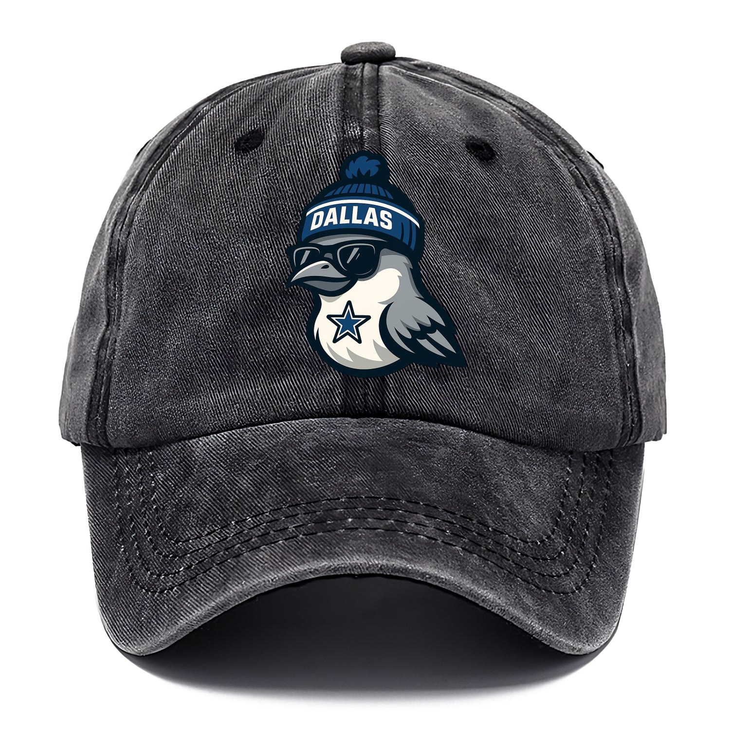 Dallas Mockingbird wearing Cowboys beanie with sheriff star and wayfarer sunglasses - Classic Cap - Graphite